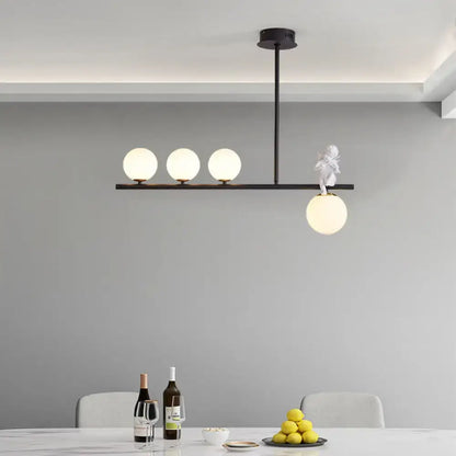 Modern black angel pendant light with glass shade kitchen island