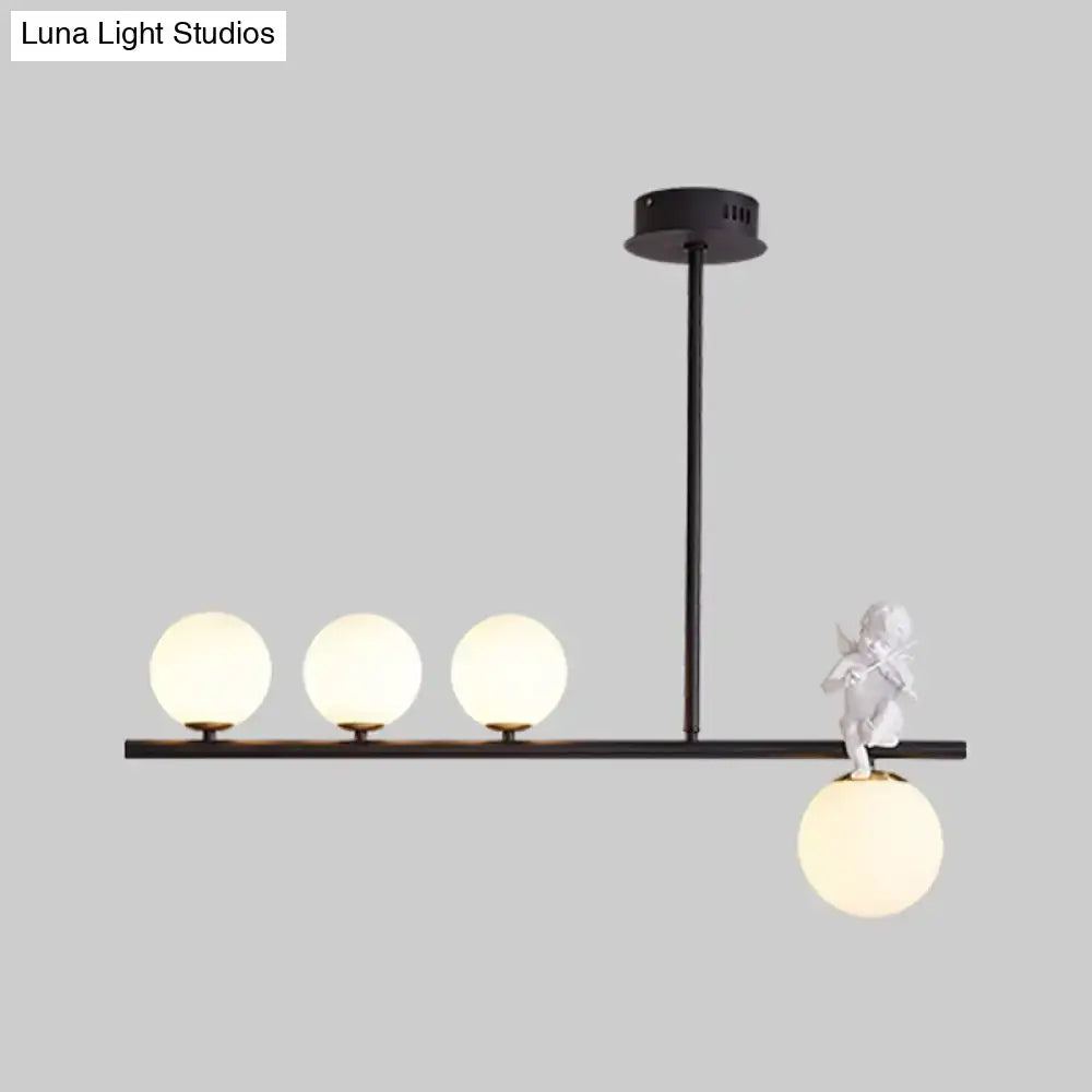 Modern black angel pendant light with glass shade kitchen island