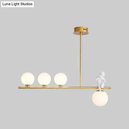 Modern black angel pendant light with glass shade kitchen island