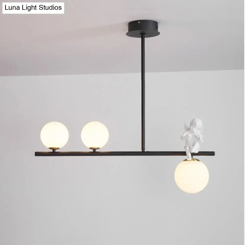 Modern black angel pendant light with glass shade kitchen island