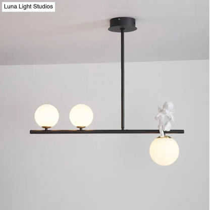 Modern black angel pendant light with glass shade kitchen island