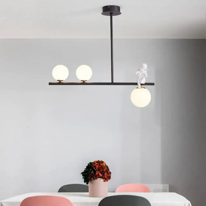 Modern black angel pendant light with glass shade kitchen island