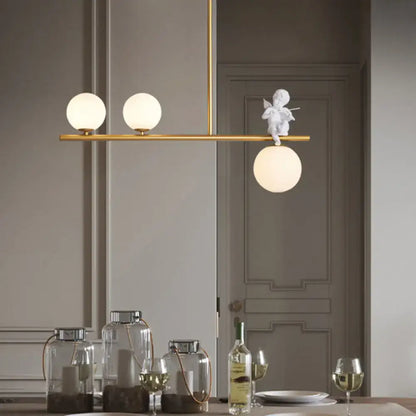 Modern black angel pendant light with glass shade kitchen island