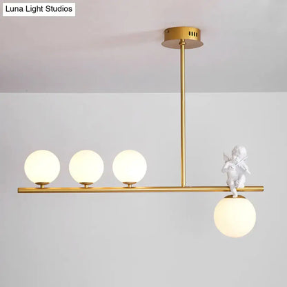 Modern black angel pendant light with glass shade kitchen island
