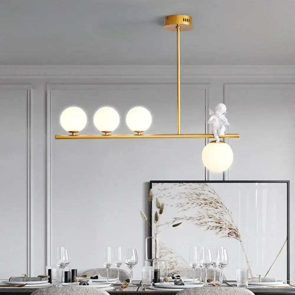 Modern black angel pendant light with glass shade kitchen island