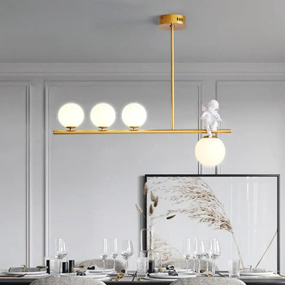 Modern black angel pendant light with glass shade kitchen island