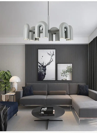 Modern gray 4 light led ceiling chandelier living room pendant