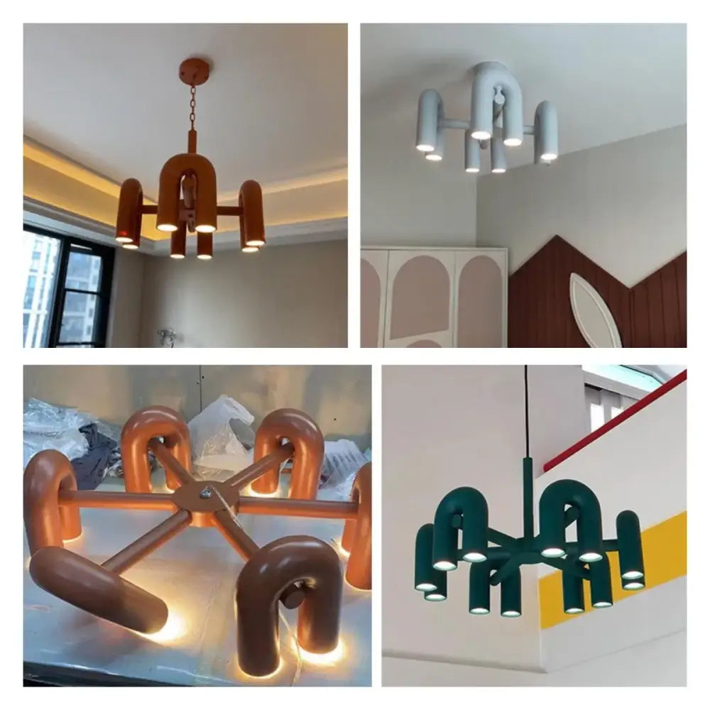 Modern gray 4 light led ceiling chandelier living room pendant