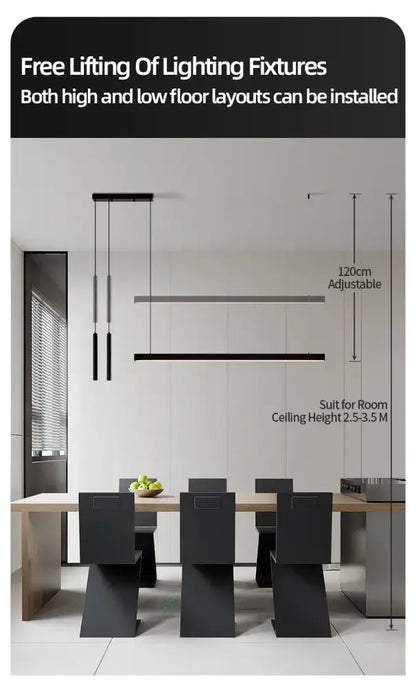 Minimalist black nordic led chandelier dining room pendant light