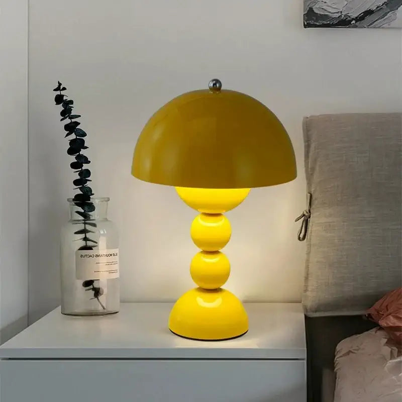 Glossy yellow nordic led table lamp bedroom usb dimmable light