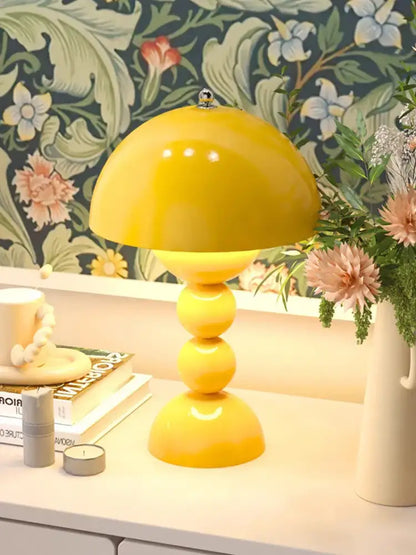 Glossy yellow nordic led table lamp bedroom usb dimmable light