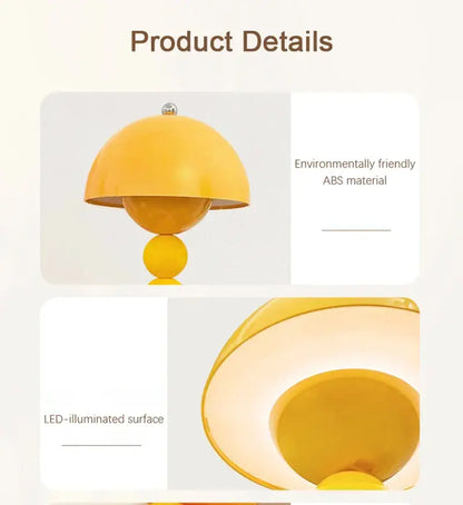 Glossy yellow nordic led table lamp bedroom usb dimmable light