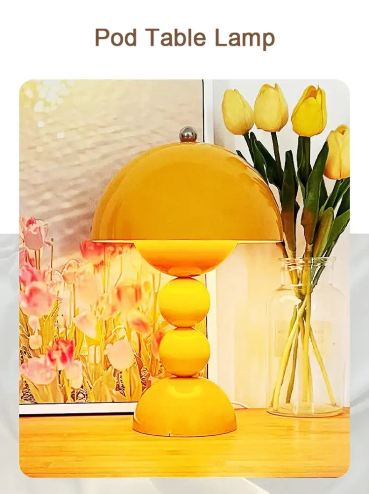 Glossy yellow nordic led table lamp bedroom usb dimmable light