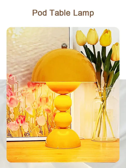 Glossy yellow nordic led table lamp bedroom usb dimmable light