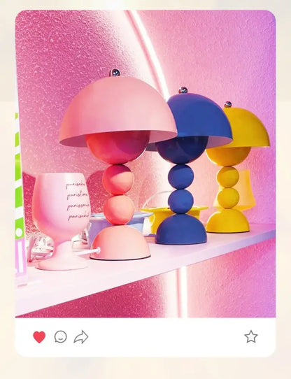 Glossy yellow nordic led table lamp bedroom usb dimmable light