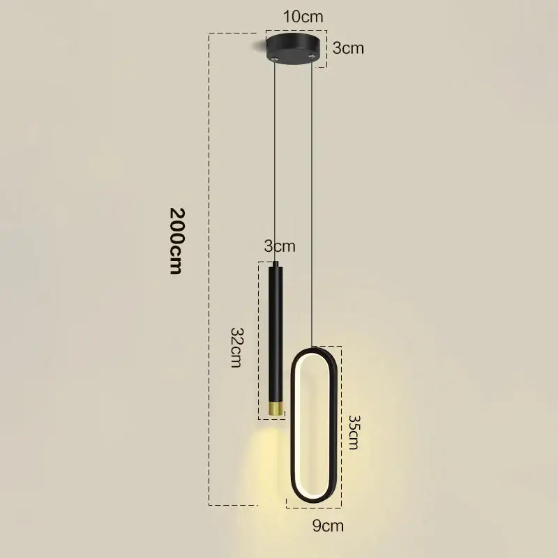 Modern black & gold led pendant light for dining room