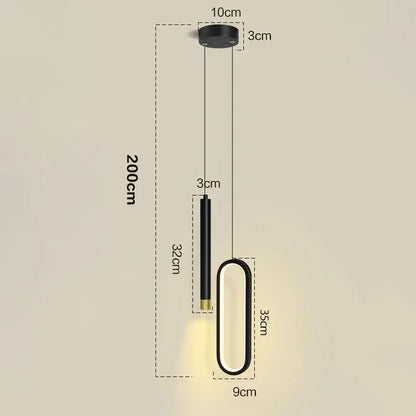Modern black & gold led pendant light for dining room