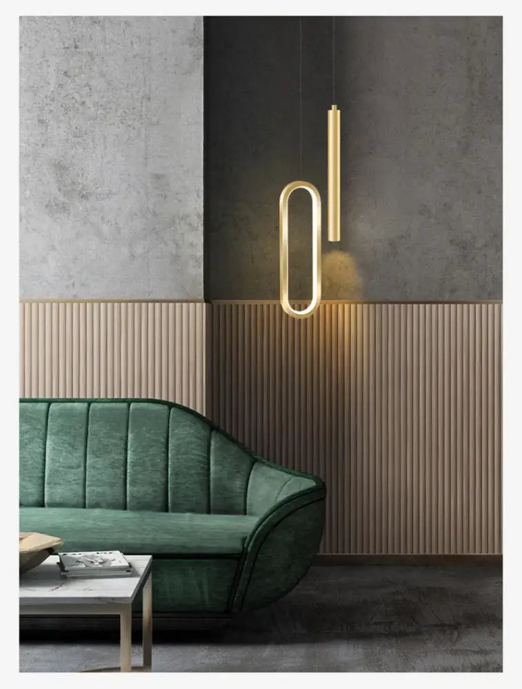 Modern black & gold led pendant light for dining room