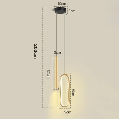 Modern black & gold led pendant light for dining room