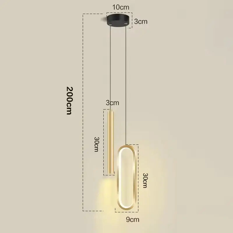 Modern black & gold led pendant light for dining room