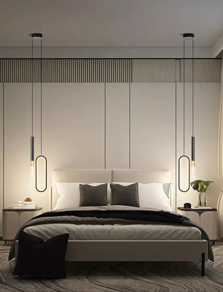Modern black & gold led pendant light for dining room