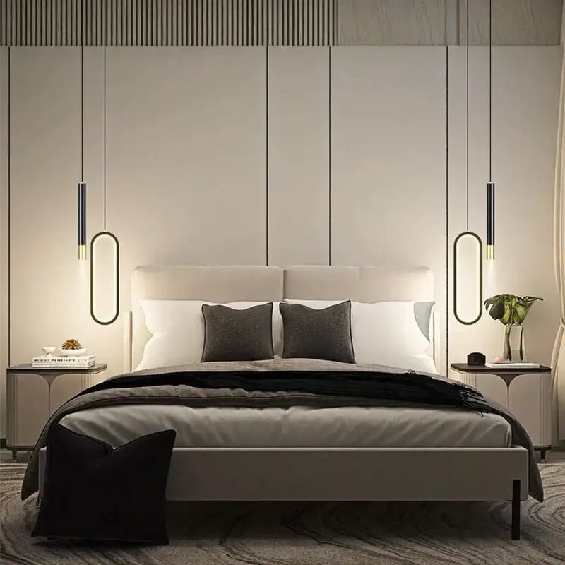 Modern black & gold led pendant light for dining room