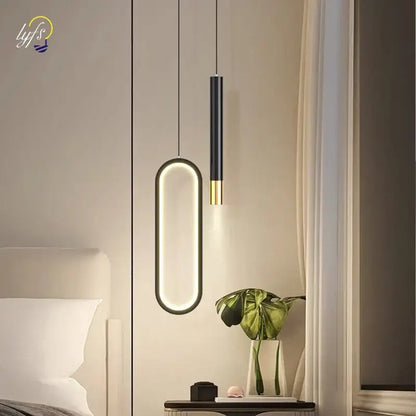 Modern black & gold led pendant light for dining room