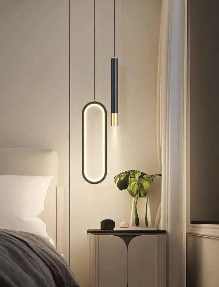 Modern black & gold led pendant light for dining room