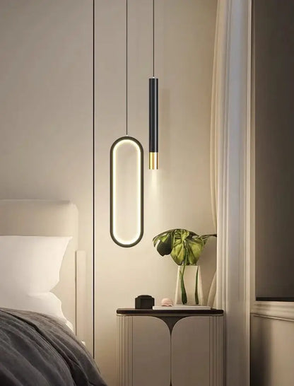 Modern black & gold led pendant light for dining room