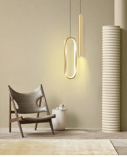 Modern black & gold led pendant light for dining room