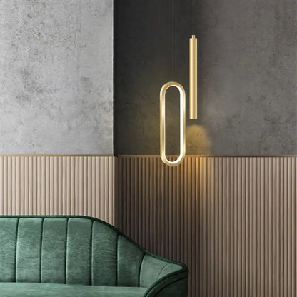 Modern black & gold led pendant light for dining room