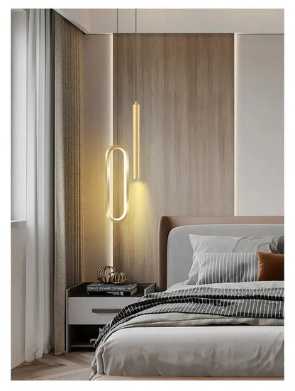 Modern black & gold led pendant light for dining room