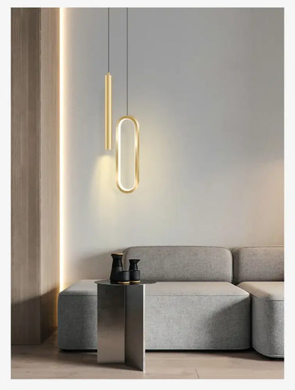 Modern black & gold led pendant light for dining room
