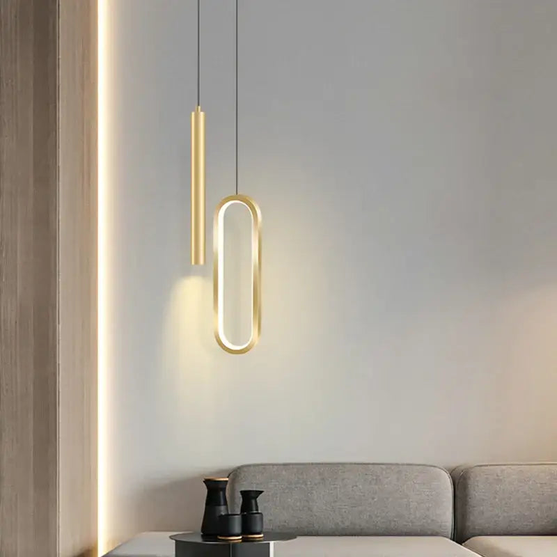 Modern black & gold led pendant light for dining room