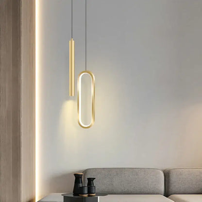 Modern black & gold led pendant light for dining room
