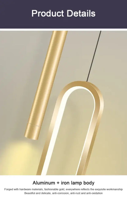 Modern black & gold led pendant light for dining room