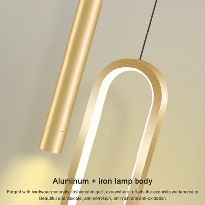 Modern black & gold led pendant light for dining room