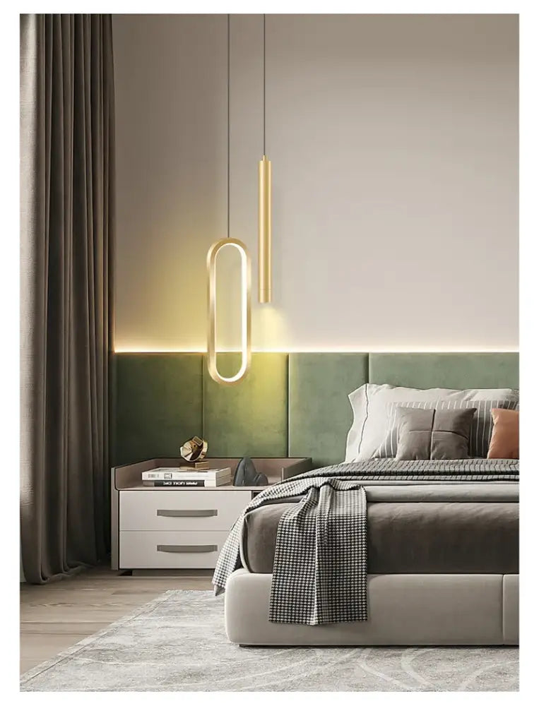 Modern black & gold led pendant light for dining room
