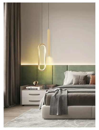 Modern black & gold led pendant light for dining room