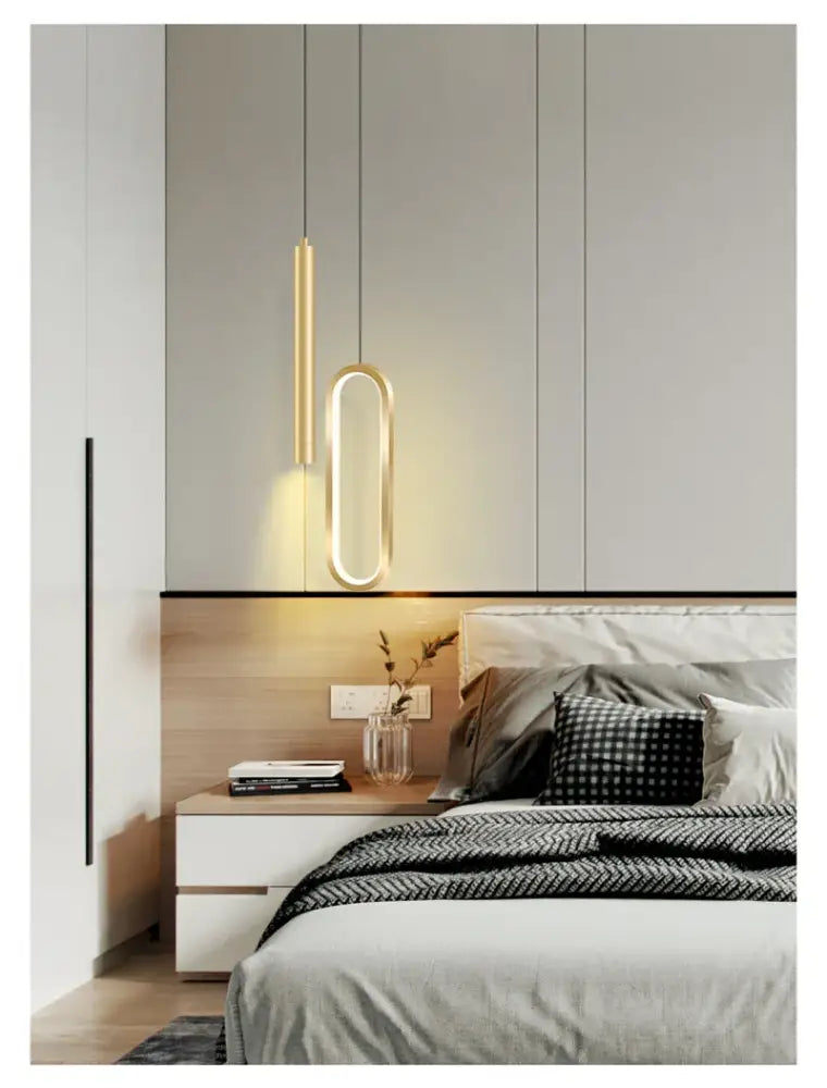 Modern black & gold led pendant light for dining room