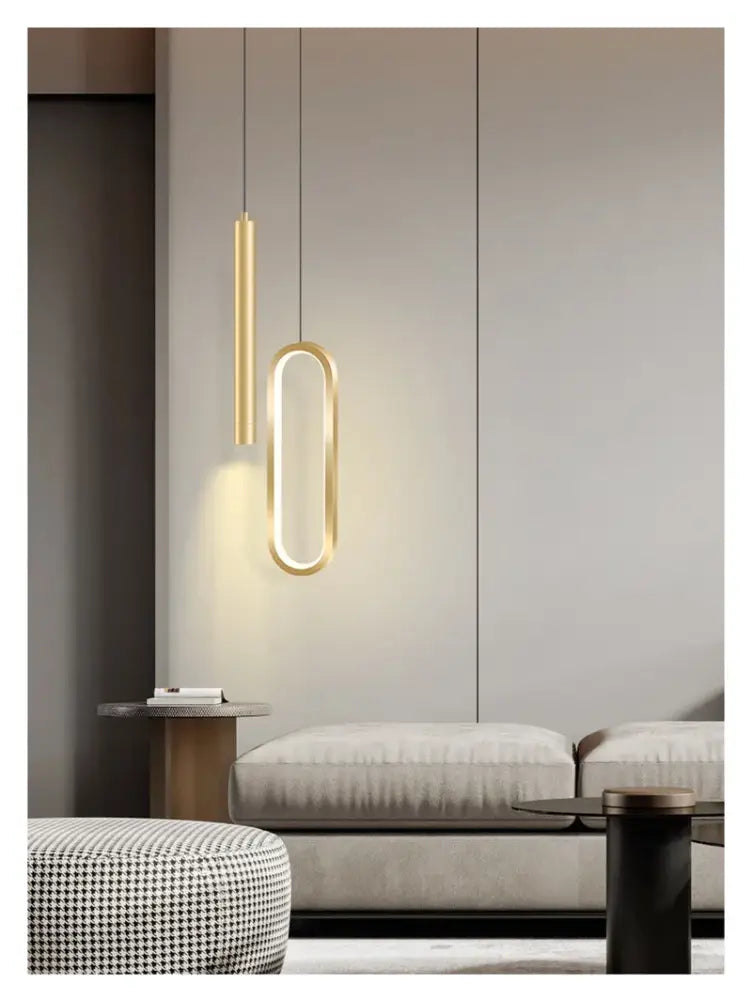 Modern black & gold led pendant light for dining room