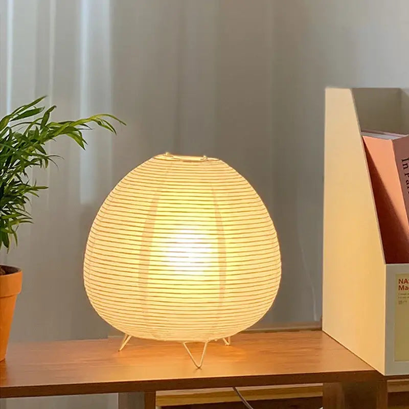 Wabi sabi white paper led table lamp bedroom lantern light