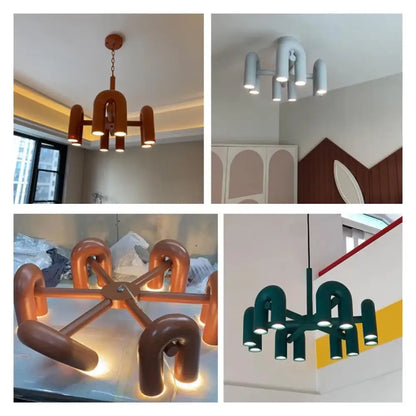 Modern red nordic u shape ceiling chandelier living room