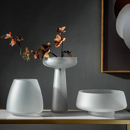 DecorBites™ Nordic Luxe Frosted Glass Vase/Table Decoration