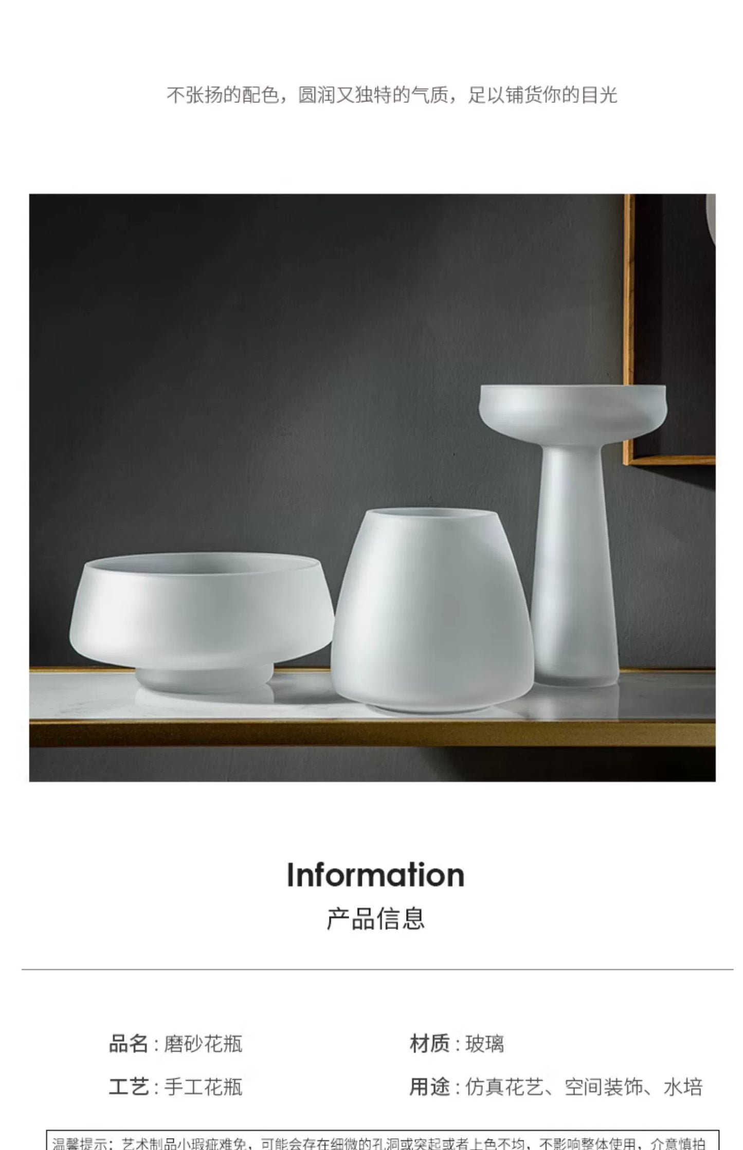 DecorBites™ Nordic Luxe Frosted Glass Vase/Table Decoration