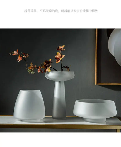 Nordic matte bronze frosted glass vase living room table decor