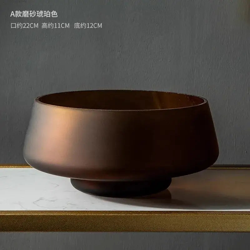 Nordic matte bronze frosted glass vase living room table decor