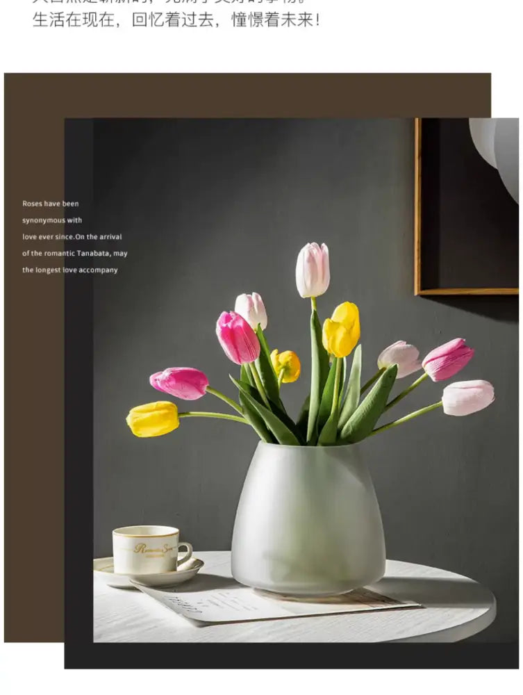 Nordic matte bronze frosted glass vase living room table decor