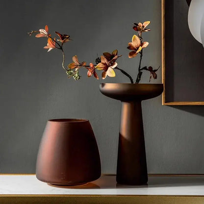 Nordic matte bronze frosted glass vase living room table decor