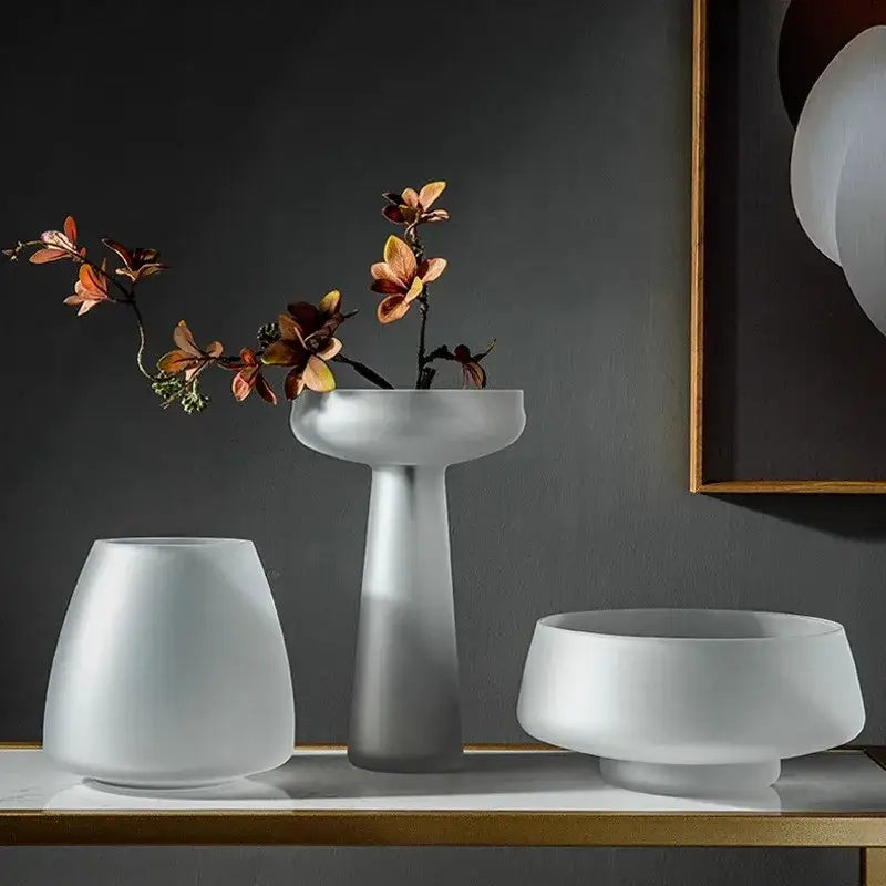 Nordic matte bronze frosted glass vase living room table decor